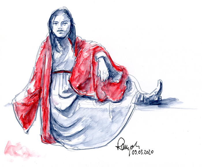 Figürliche Zeichnung Japanische Frau