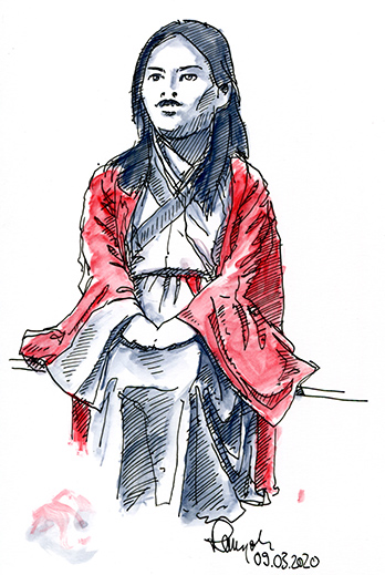 Figürliche Zeichnung Japanische Frau