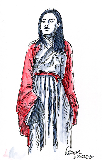 Figürliche Zeichnung Japanische Frau