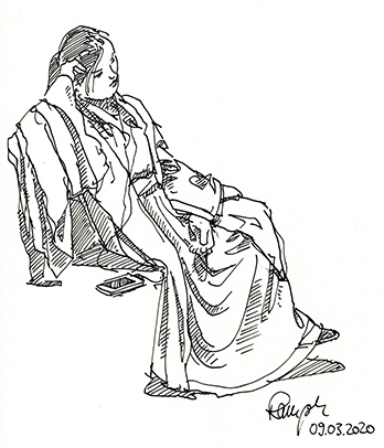 Figürliche Zeichnung Japanische Frau