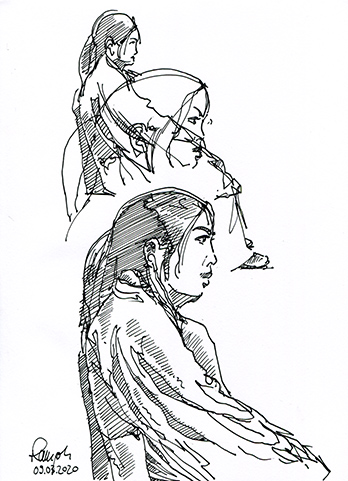 Figürliche Zeichnung Japanische Frau