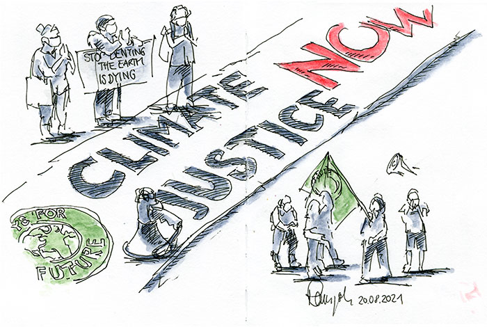 Zeichnung Stachus Fridays For Future Demo