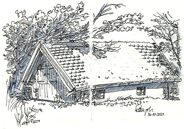 Zeichnung Haus bei der Blutenburg