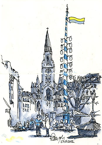Zeichnung Wiener Platz Haidhausen
