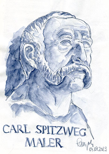 Zeichnung Ruhmeshalle Carl Spitzweg