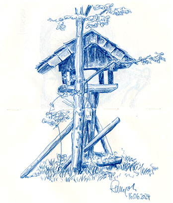 Zeichnung Vogelhaus Lochhamer Schlag