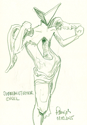 Zeichnung Salvador Dalí Skulptur Surrealistischer Engel