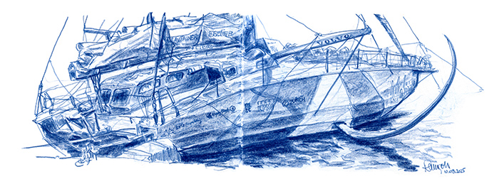 Zeichnung Malizia IMOCA Sailing Boat