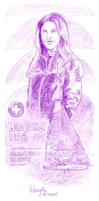 Zeichnung Portrait Rosalin Kuiper IMOCA Sailing Boat