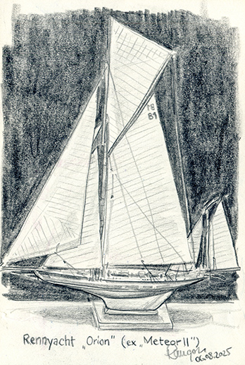 Zeichnung Rennyacht Orion Schifffahrtsmuseum Kiel