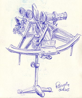 Zeichnung Sextant Schifffahrtsmuseum Kiel