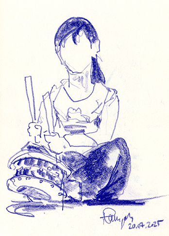 Zeichnung Taiko Drummer Japanfest München